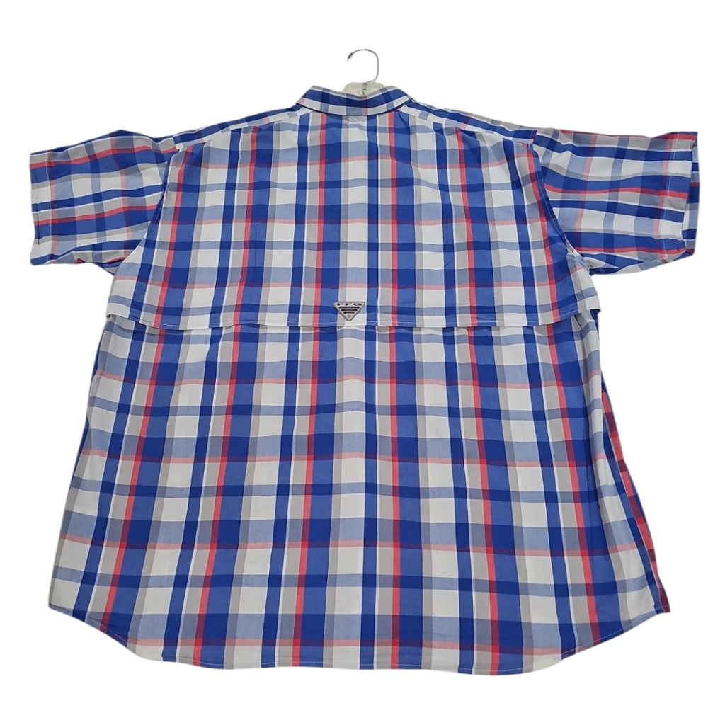 Columbia Super Bonehead Shirt MensLarge Blue Plaid PFG Fishing Camp EUC Sz XL - Picture 4 of 10